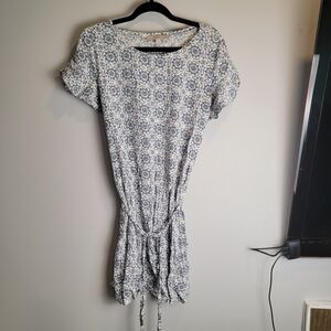LOFT Floral Blue and White Dress
